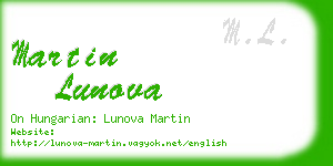 martin lunova business card